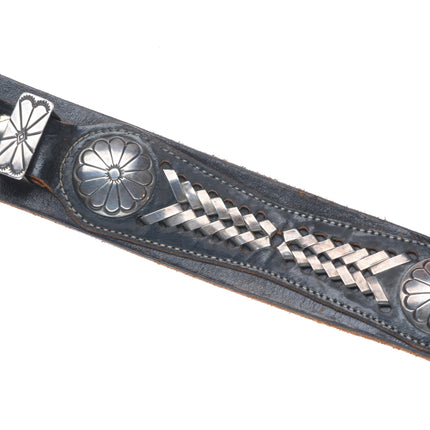 Thomas Singer Navajo sterling silver braided concho/ranger belt buckle set