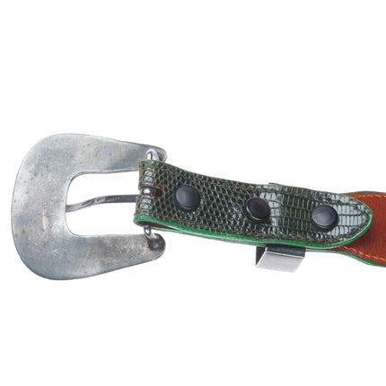 42" Vintage 1" sterling silver hand engraved ranger belt buckle set