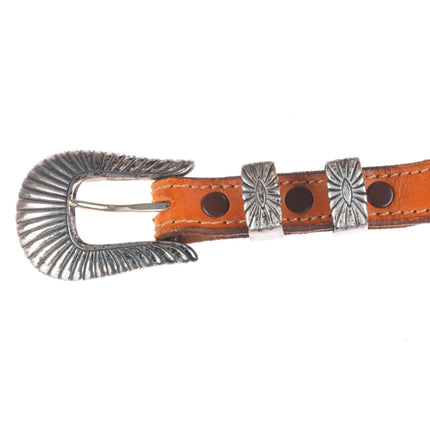 31" Douglas Magnus 3/4"  Santa Fe ranger belt buckle set sterling silver
