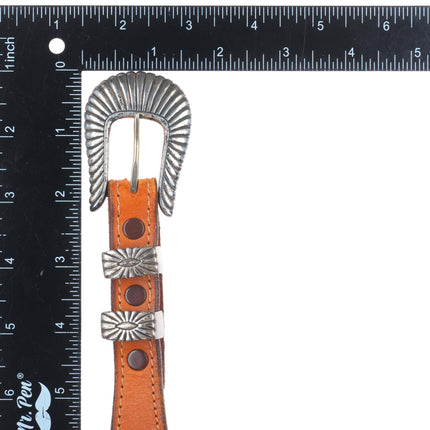 31" Douglas Magnus 3/4"  Santa Fe ranger belt buckle set sterling silver