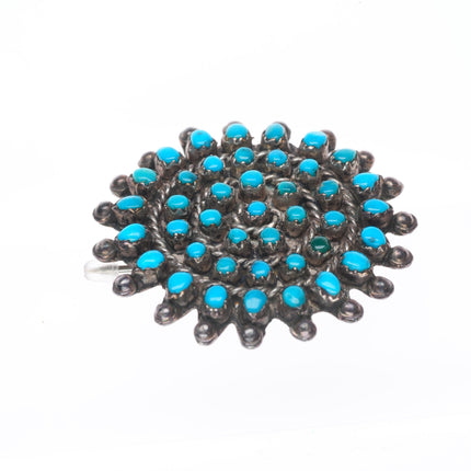 Vintage Zuni sterling silver snake eye turquoise pin/brooch