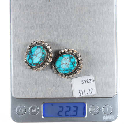 Navajo sterling silver Nevada Blue turquoise earrings Golden Eagle Trading Co.