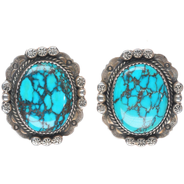 Navajo sterling silver Nevada Blue turquoise earrings Golden Eagle Trading Co.
