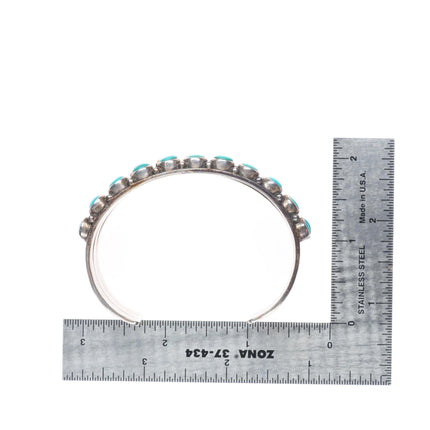 6.4" Alvin Lee Navajo sterling silver, turquoise, spiny oyster row cuff bracelet