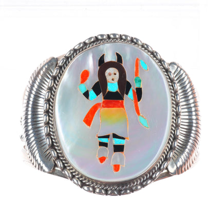 6.75" Lambert Homer Jr Zuni sterling silver fine intarsia inlay cuff bracelet