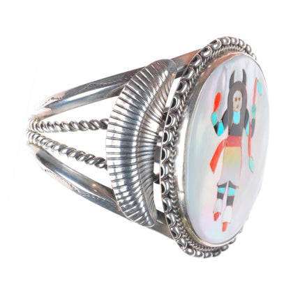 6.75" Lambert Homer Jr Zuni sterling silver fine intarsia inlay cuff bracelet