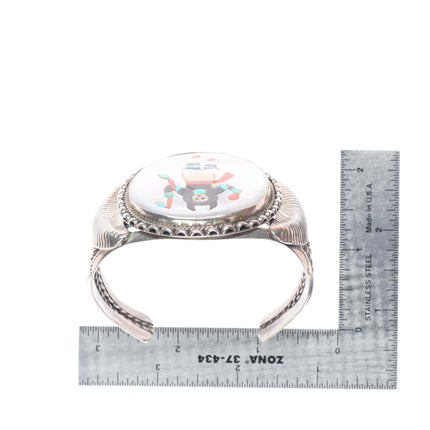 6.75" Lambert Homer Jr Zuni sterling silver fine intarsia inlay cuff bracelet