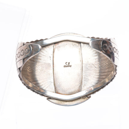 7" Vintage Navajo sterling silver 3 stone turquoise cuff bracelet