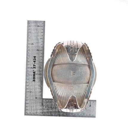 7" Vintage Navajo sterling silver 3 stone turquoise cuff bracelet
