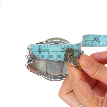 7" Vintage Navajo sterling silver 3 stone turquoise cuff bracelet