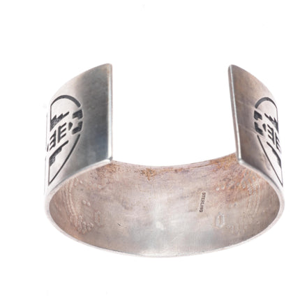 8" Vintage Navajo sterling silver Man in the Maze Kokopelli cuff bracelet