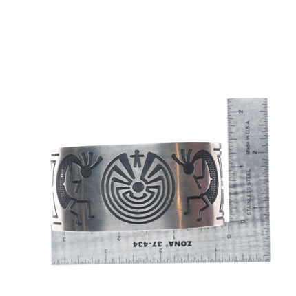 8" Vintage Navajo sterling silver Man in the Maze Kokopelli cuff bracelet