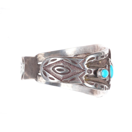 7.5" 1930's Navajo ingot/sterling silver intricate cluster cuff bracelet