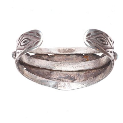 7.5" 1930's Navajo ingot/sterling silver intricate cluster cuff bracelet