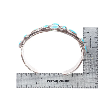 7.5" 1930's Navajo ingot/sterling silver intricate cluster cuff bracelet