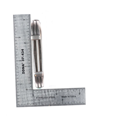 6.7" 1920's-1930's Vintage Navajo ingot silver turquoise row cuff bracelet