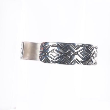 6.5" HRM vintage Navajo sterling silver deep stamped cuff bracelet
