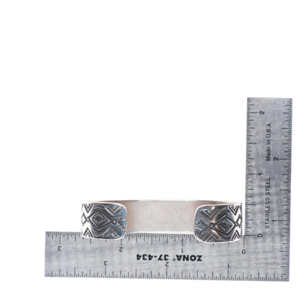 6.5" HRM vintage Navajo sterling silver deep stamped cuff bracelet