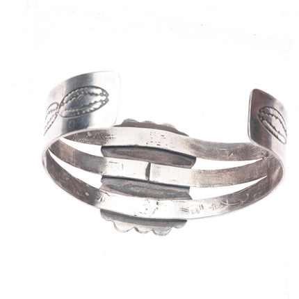 7.1" 1940's Navajo sterling silver yellow Quartz cuff bracelet