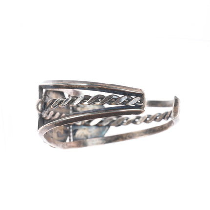 6.5" c1940 Navajo sterling silver cuff bracelet with #8 turquoise