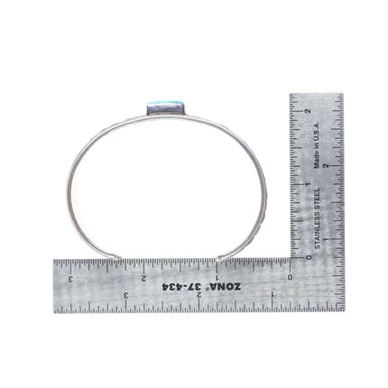 6.75" Vintage Navajo L James sterling silver turquoise basketweave cuff bracelet