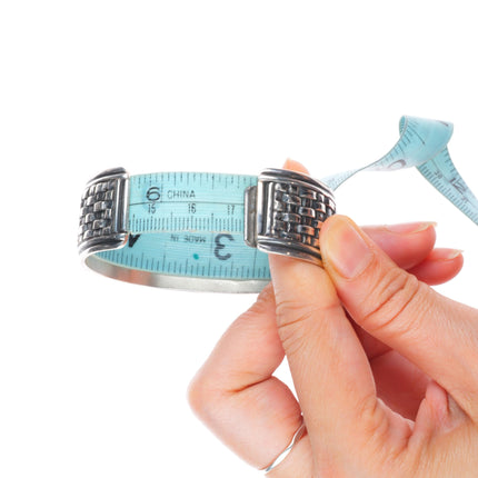 6.75" Vintage Navajo L James sterling silver turquoise basketweave cuff bracelet