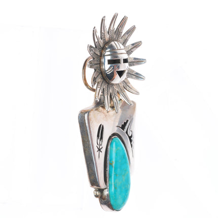 Nelson Morgan Navajo Kachina sterling silver pendant/bolo tie combo w/turquoise