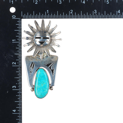 Nelson Morgan Navajo Kachina sterling silver pendant/bolo tie combo w/turquoise