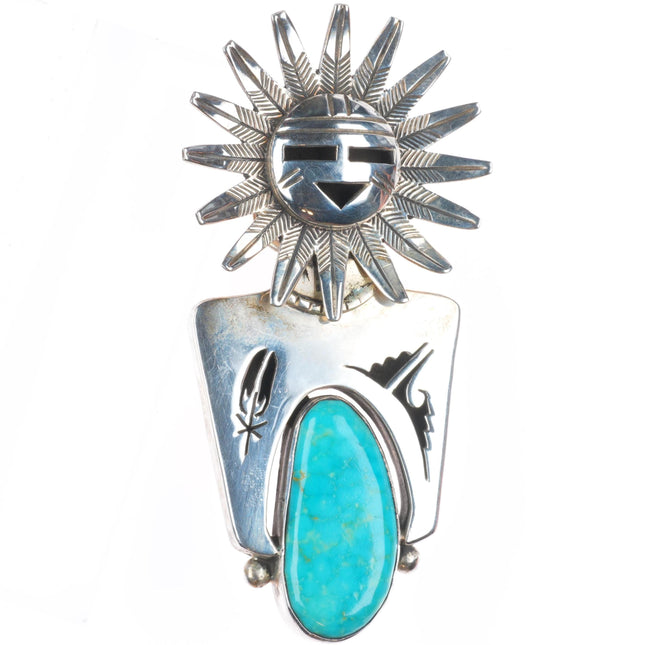 Nelson Morgan Navajo Kachina sterling silver pendant/bolo tie combo w/turquoise