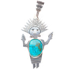 Vintage EC Navajo sterling silver kachina pendant with high grade turquoise