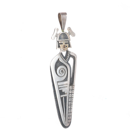 Trinidad Lucas Hopi overlay figural kachina pendant sterling silver