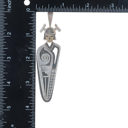 Trinidad Lucas Hopi overlay figural kachina pendant sterling silver