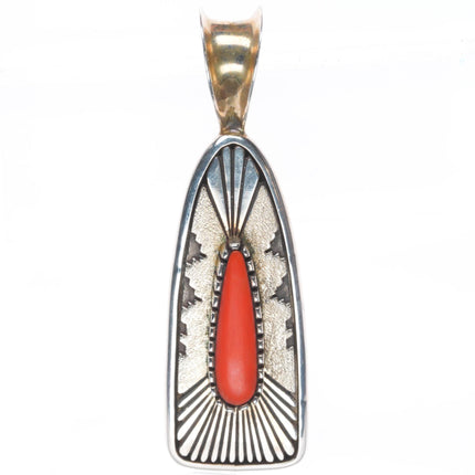 Leo Lando Yazzie Navajo sterling silver modernist necklace pendant