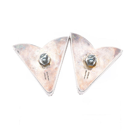 Large Vintage Mike Platero Navajo sterling silver gem turquoise collar tips