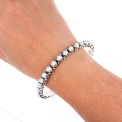 8" Dan Dodson Southwestern sterling silver white agate row bangle bracelet