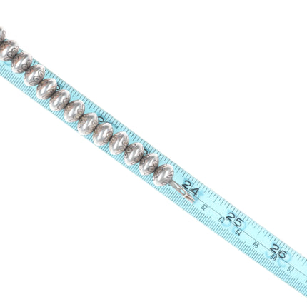 24" Heavy vintage SW Handmade/Hand stamped Navajo pearl beaded necklace