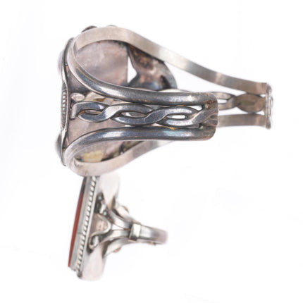 sz5 ring 6" cuff bracelet 1940 Garden of the Gods/Navajo petrified wood sterling