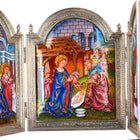 Vintage Valles Sterling silver Enamel folding Nativity Jesus & Mary scene