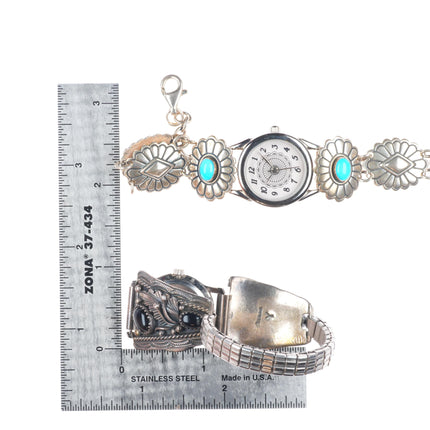 6"-7" Vintage Southwestern/Navajo sterling silver watch bands/tips