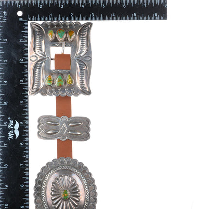 Roger Skeet Jr Navajo King's Manassa turquoise sterling silver concho belt