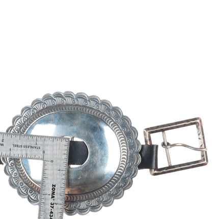 Big Vintage Navajo First Phase style sterling silver nicely stamped concho belt