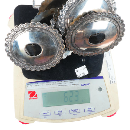 Big Vintage Navajo First Phase style sterling silver nicely stamped concho belt