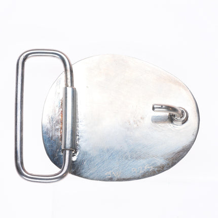 Vintage southwestern sterling silver red webbed turquoise  belt buckle