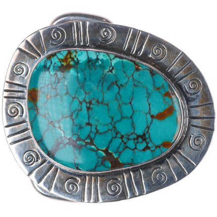 Vintage southwestern sterling silver red webbed turquoise  belt buckle