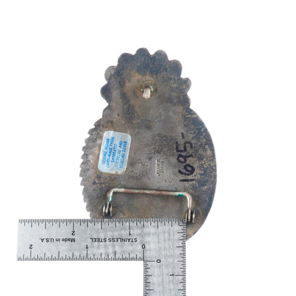 Juan Calavaza Zuni cast sterling silver turquoise nugget cluster belt buckle