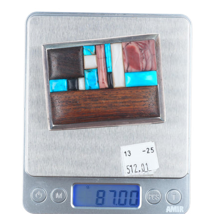 Vintage Native American/Southwest sterling silver Ironwood/turquoise belt buckle