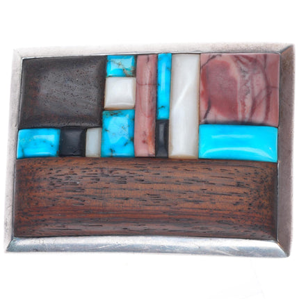 Vintage Native American/Southwest sterling silver Ironwood/turquoise belt buckle