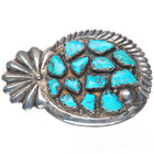 Juan Calavaza Zuni cast sterling silver turquoise nugget cluster belt buckle