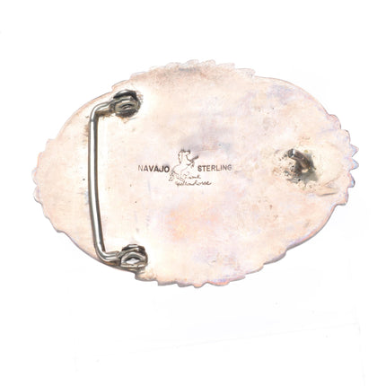 Frank Yellowhorse Navajo sterling silver turquoise multi-stone inlay belt buckle