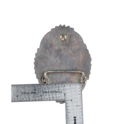 Frank Yellowhorse Navajo sterling silver turquoise multi-stone inlay belt buckle